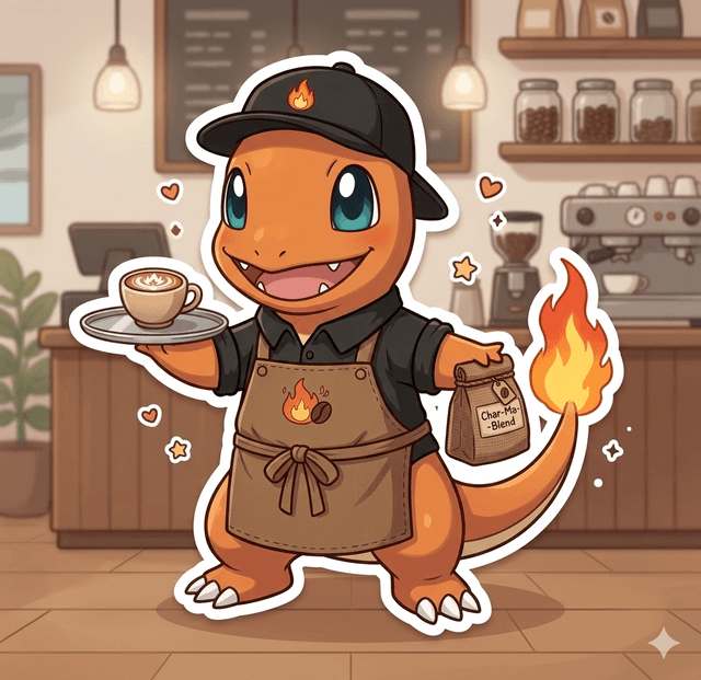 파이리 카페 일러스트